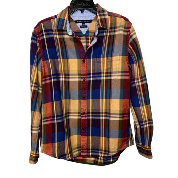 Tommy Hilfiger Flannel Multicolor Buttondown shirt size Medium - Picture 1 of 3